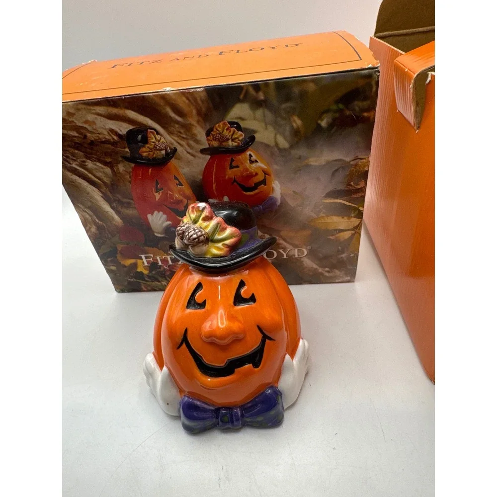 Fitz and Floyd Pumpkin‎ Pepper Shaker with Box Halloween Ceramic